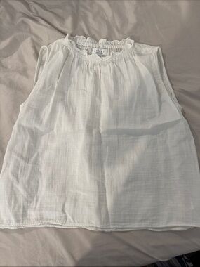 Velvet Girls White Ruffled Neck Sleeveless Top
